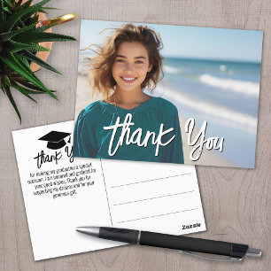 Cartão Postal Graduação Agradecimento com Foto - Script Branco