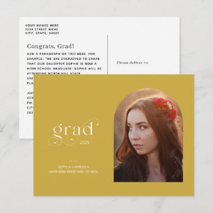Cartão Postal Graduação Amarelo Terrestre Archada Elegante