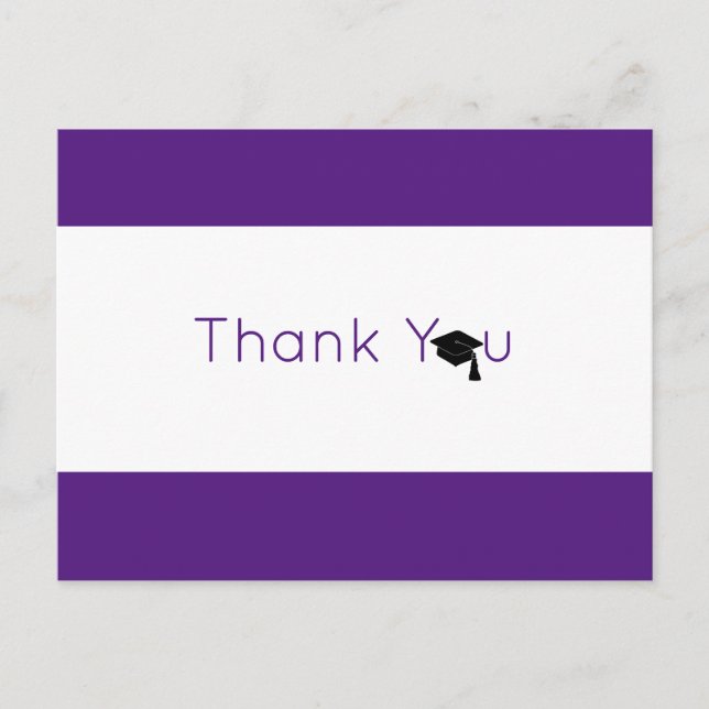 Cartão Postal Graduação Branca Roxa Obrigado (Frente)
