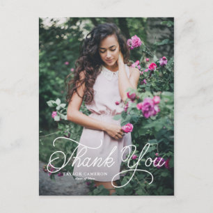 Cartão Postal Graduação Caligráfica Manuscrita Obrigado