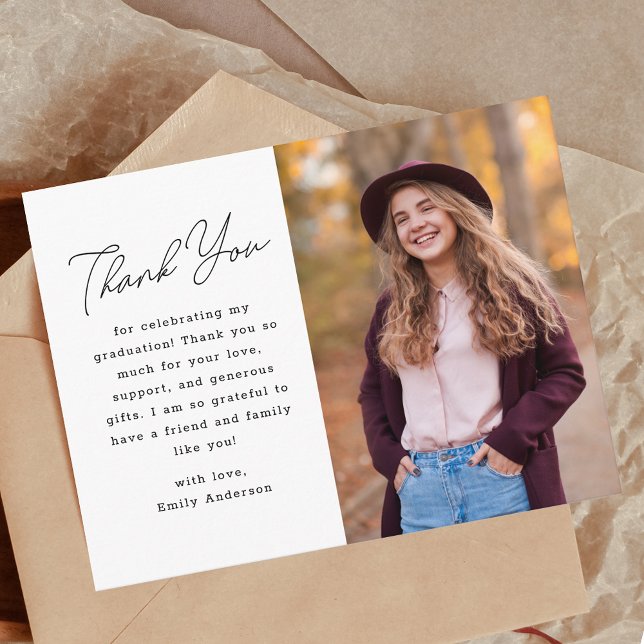 Cartão Postal Graduação com Foto em Letra Manual Moderna Agradec (Criador carregado)