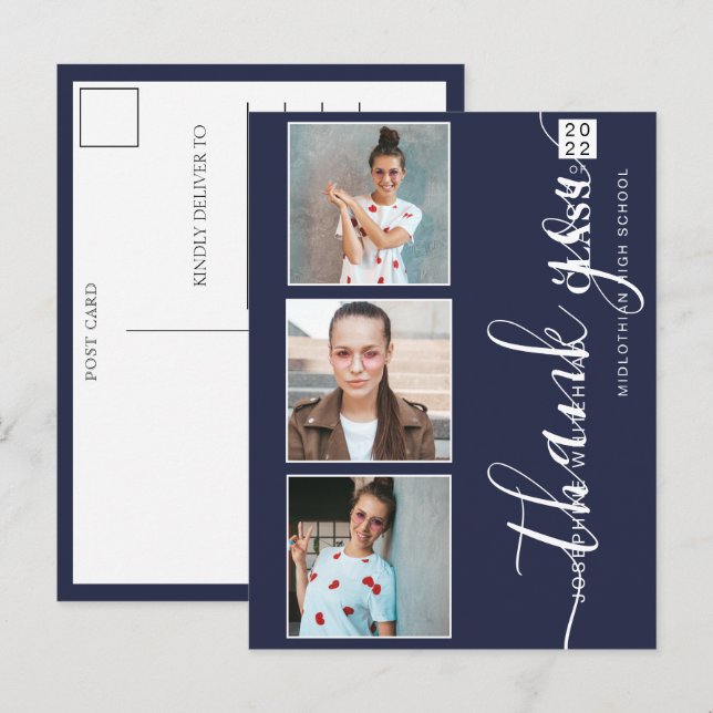 Cartão Postal Graduação da Colagem de Fotos 2022 Obrigado Marinh (Frente/Verso)