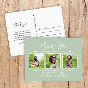 Cartão Postal Graduação da Colagem de Fotos Trendy 3 Obrigado