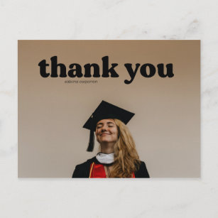 Cartão Postal Graduação Da Tipografia Trendy Obrigado Preto