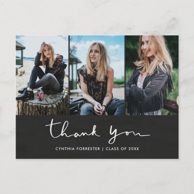 Cartão Postal Graduação De Chalkboard Obrigado Foto De Tipografi (Frente)