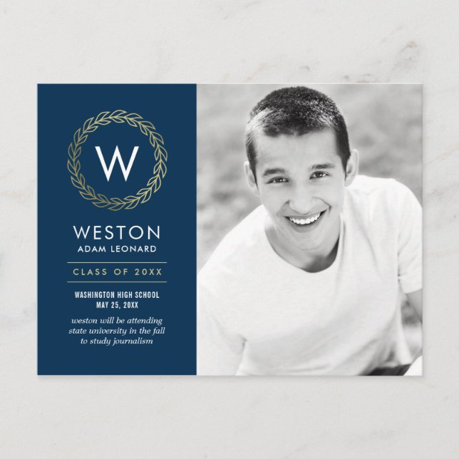 Cartão Postal Graduação de COR EDITÁVEL de Terra Clássica (Frente)