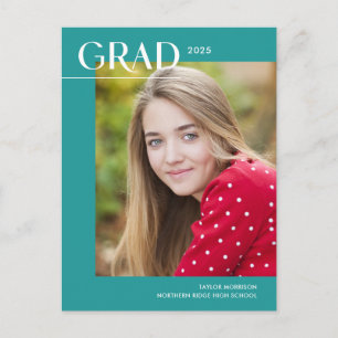 Cartão Postal Graduação de Foto Aqua Simples em Formando 2022
