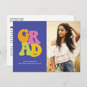 Cartão Postal Graduação de Foto com Design 2024 Retro Brilhante