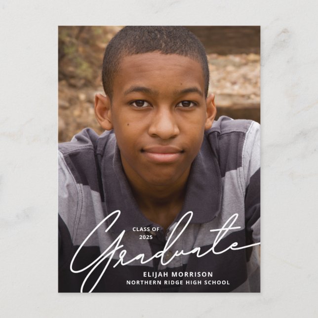 Cartão Postal Graduação de Foto com Sobreposição de Roteiro Simp (Frente)