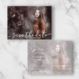 Cartão Postal Graduação de Foto de Script Elegante Salve a Data