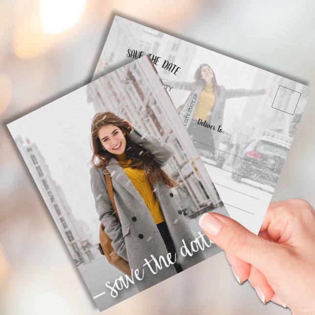 Cartão Postal Graduação de Foto de Script Moderno SALVE A DATA (Criador carregado)