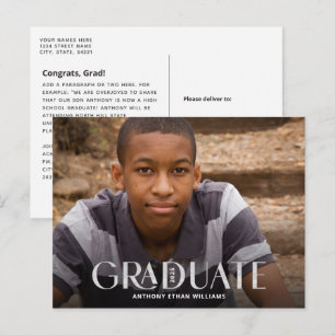 Cartão Postal Graduação de Foto de Sobreposição de Silver do