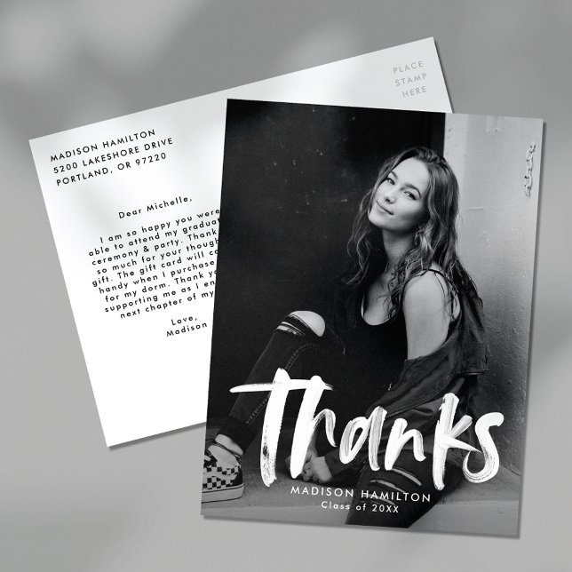 Cartão Postal Graduação de Foto do Script de Pincel Moderno Obri (Criador carregado)