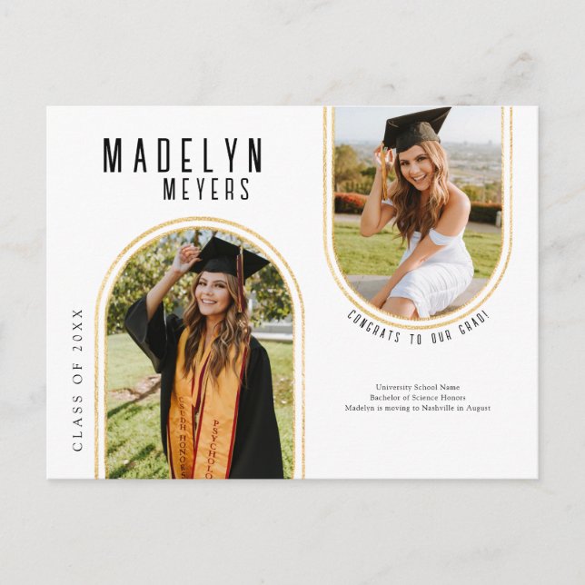 Cartão Postal Graduação de Foto em Arco Moderno (Frente)