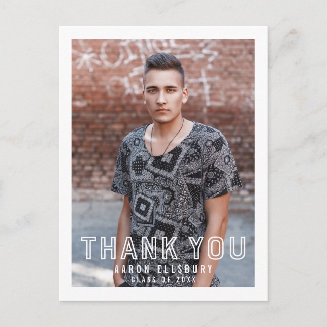Cartão Postal Graduação de Foto em Formando Urbano Obrigado Cart (Frente)