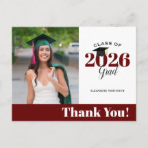 Graduação de Foto em Maroon Moderno Obrigado