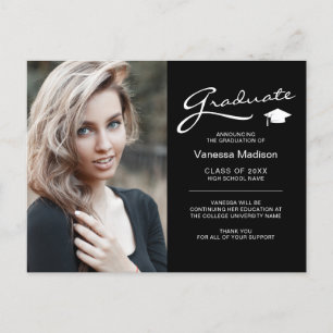 Cartão Postal Graduação de Foto Lado do Script Elegante Moderno