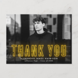 Cartão Postal Graduação de Foto Neon Amarelo Moderno Obrigado