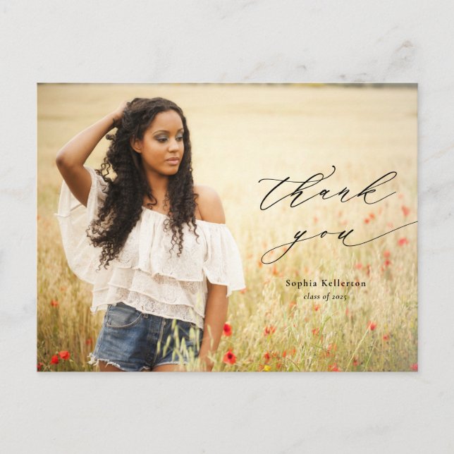 Cartão Postal Graduação de Foto por Sobreposição de Caligrafia O (Frente)