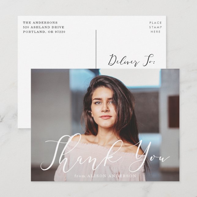 Cartão Postal Graduação de Fotos com Letras Brancas Momentosas M (Frente/Verso)