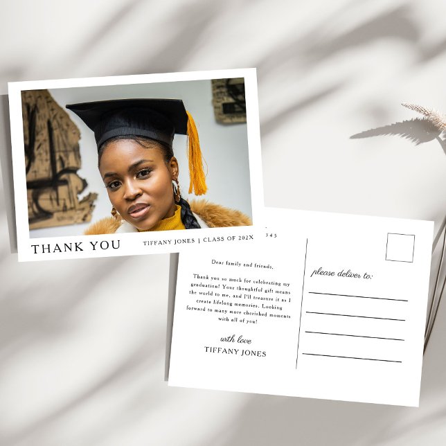 Cartão Postal Graduação de Fotos de Script Moderno Obrigado (Criador carregado)