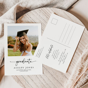 Cartão Postal Graduação de Fotos por Caligrafia Moderna Simples