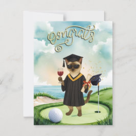 Cartão Postal Graduação de golfe temática para golfista no green