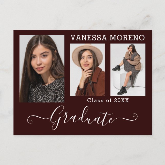 Cartão Postal Graduação de Graduação de Foto do Script de Caligr (Frente)