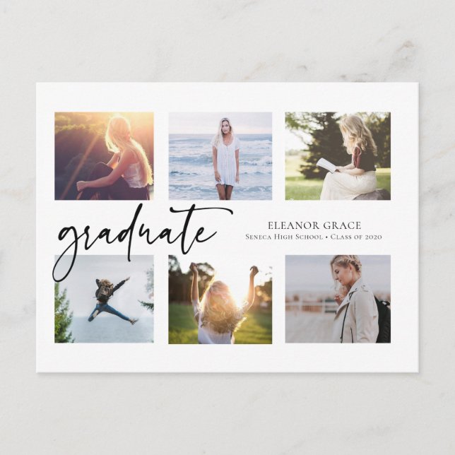 Cartão Postal Graduação de múltiplas fotos em preto e branco (Frente)