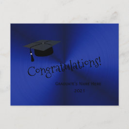 Cartão Postal Graduação de Parabéns Bonés Azuis Modernos Silver