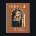 Cartão Postal Graduação do Arco Fotográfico Terracotta Moderno d<br><div class="desc">Cartão postal de Licenciação do Arco Terracotta Moderno Elegante de Orçamento</div>