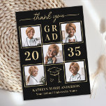 Cartão Postal Graduação Dourada Elegante 6 Foto Preta Obrigado<br><div class="desc">Apresentando nossa formatura personalizada e refinada, obrigado cartas, a maneira perfeita de expressar sua gratidão e apreciação em estilo. Projetados para o formando moderno, essas cartas apresentam um layout elegante e elegante adorado com uma opção de colagem de fotos em chic, permitindo que você exiba até seis de suas memórias...</div>