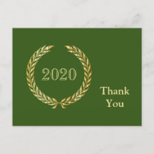 Graduação Dourada Wreath Obrigado Verde