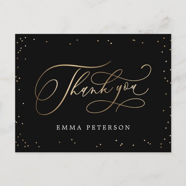 Cartão Postal Graduação EDITÁVEL DE CORES Obrigado (Frente)