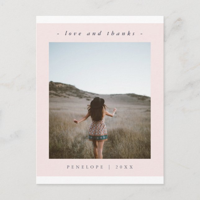 Cartão Postal Graduação Elegante De Blush Obrigado Foto (Frente)