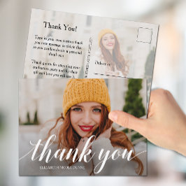 Cartão Postal Graduação Elegante de Script Obrigado Nota