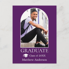 Cartão Postal Graduação em roxo do Boné de Arch Moderno