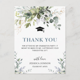 Cartão Postal Graduação Eucalyptus Elegante Simples Obrigado