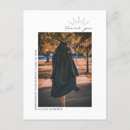 Cartão Postal Graduação Foto de Arte em Preto e Branco Obrigado