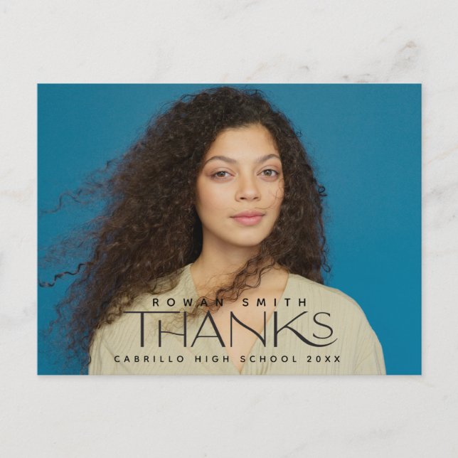 Cartão Postal Graduação Foto Obrigado (Frente)