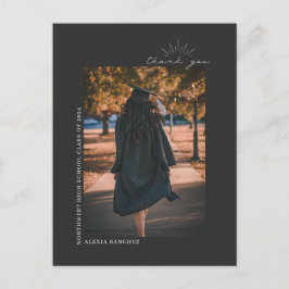 Cartão Postal Graduação Fotografia Cinza Linha Arte Obrigado