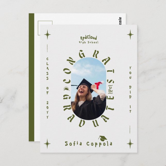 Cartão Postal Graduação geométrica de arco de fotos personalizad (Frente/Verso)