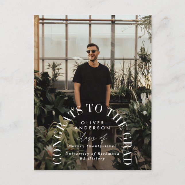 Cartão Postal Graduação geométrica moderna de tipografia fotográ (Frente)