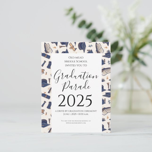 Cartão Postal graduação Hats Pattern Outdoor Graduação (Em pé/Frente)