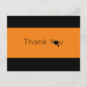 Cartão Postal Graduação Laranja Black Bold Obrigado