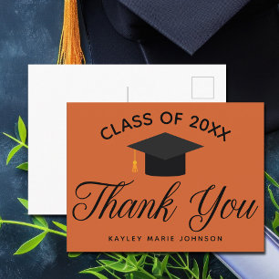 Cartão Postal Graduação Laranja Classe Personalizada Monograma