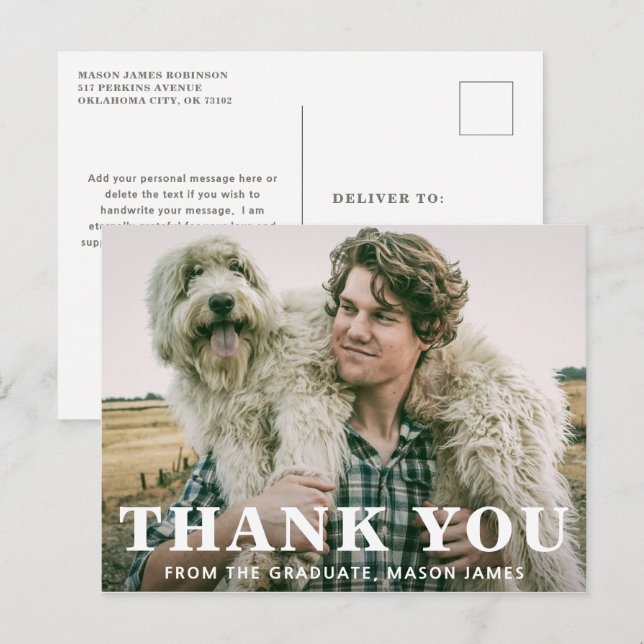 Cartão Postal Graduação Moderna da Tipografia em Negrito (Frente/Verso)