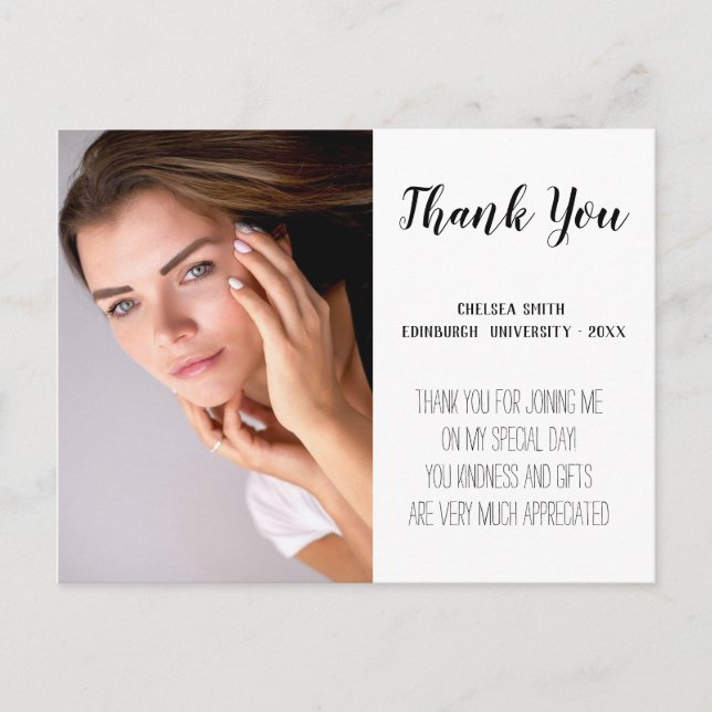 Cartão Postal Graduação moderna de manuscrito Obrigado Cartão-po (Frente)