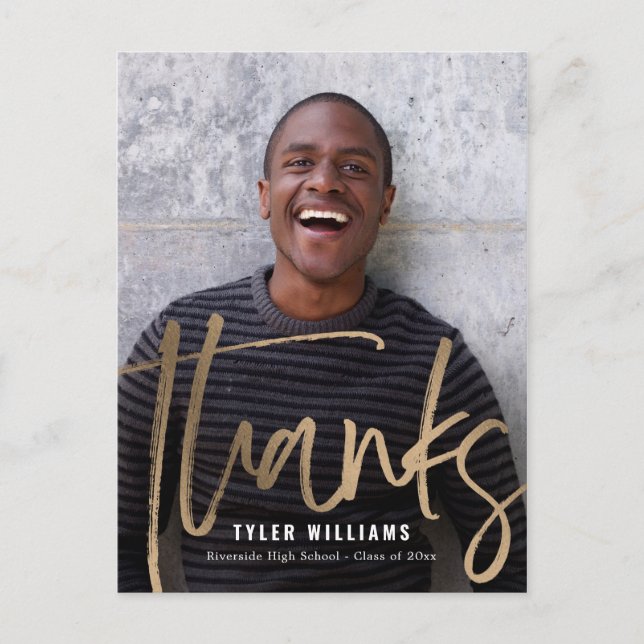 Cartão Postal Graduação Moderna do Shiny Strokes Obrigado (Frente)