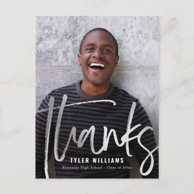 Cartão Postal Graduação Moderna do Shiny Strokes Obrigado (Frente)